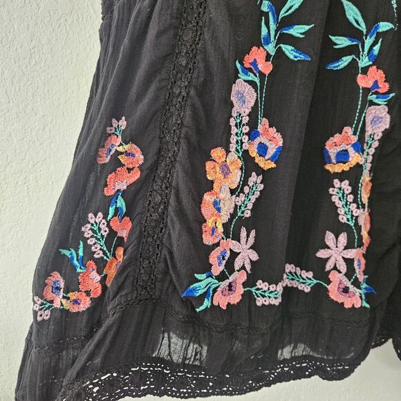 Free People Perfectly Victorian Black Embroidered Dress Short Sleeve Size S $168 - Picture 6 of 11